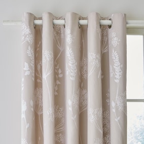 Catherine Lansfield Meadowsweet Floral Natural Eyelet Curtains