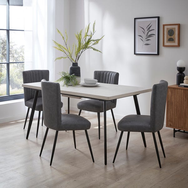 Zuri 6 Seater Rectangular Extendable Dining Table, Concrete Effect image 1 of 6