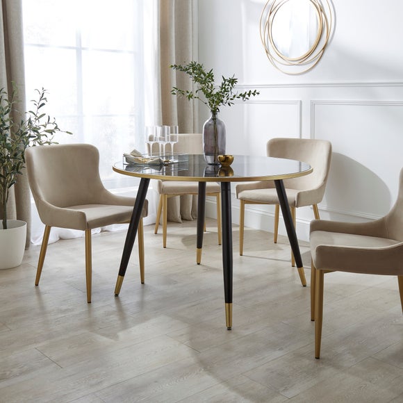 Gold and glass round store dining table