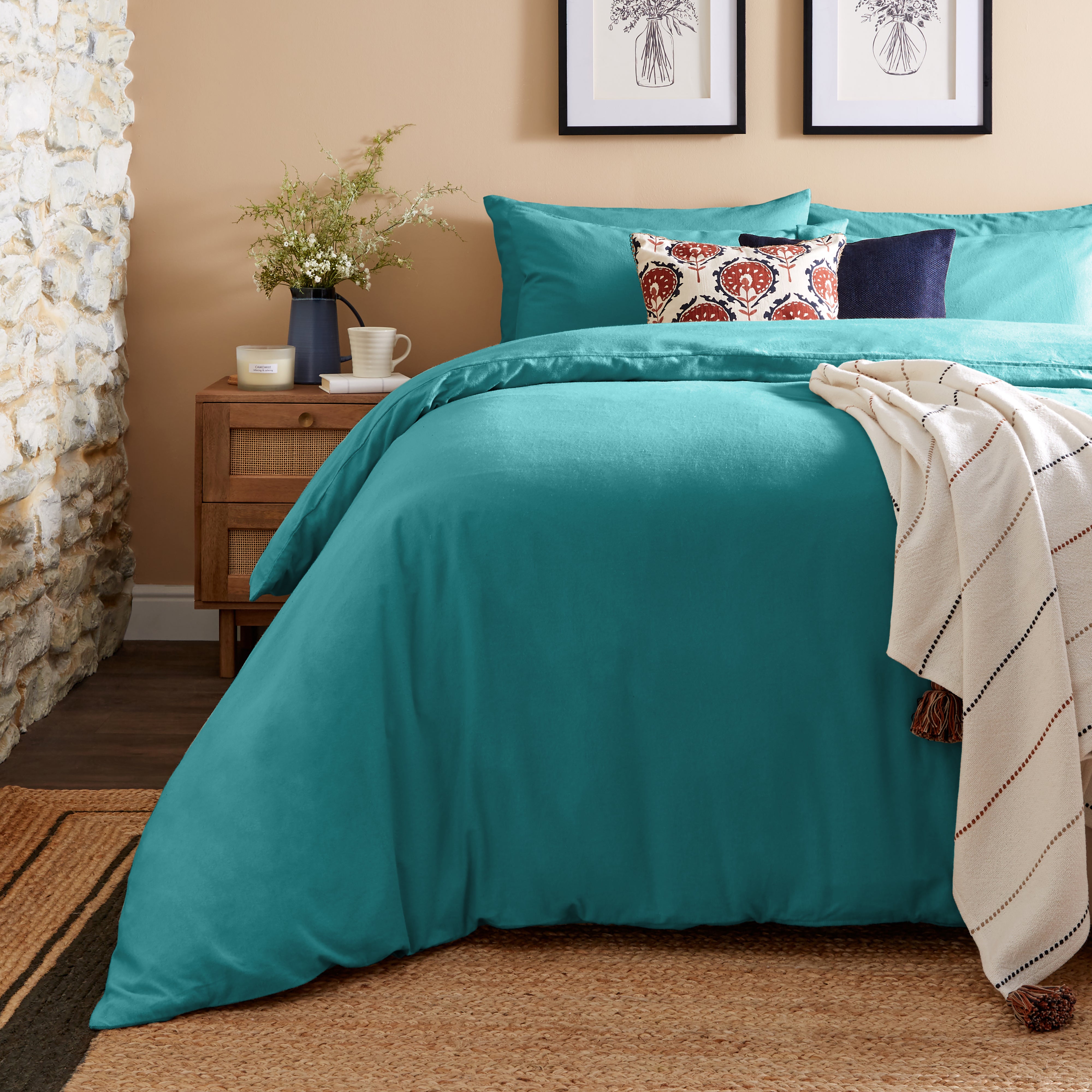 Simply Brushed Cotton Teal Green Duvet Cover Pillowcase Set Teal Green