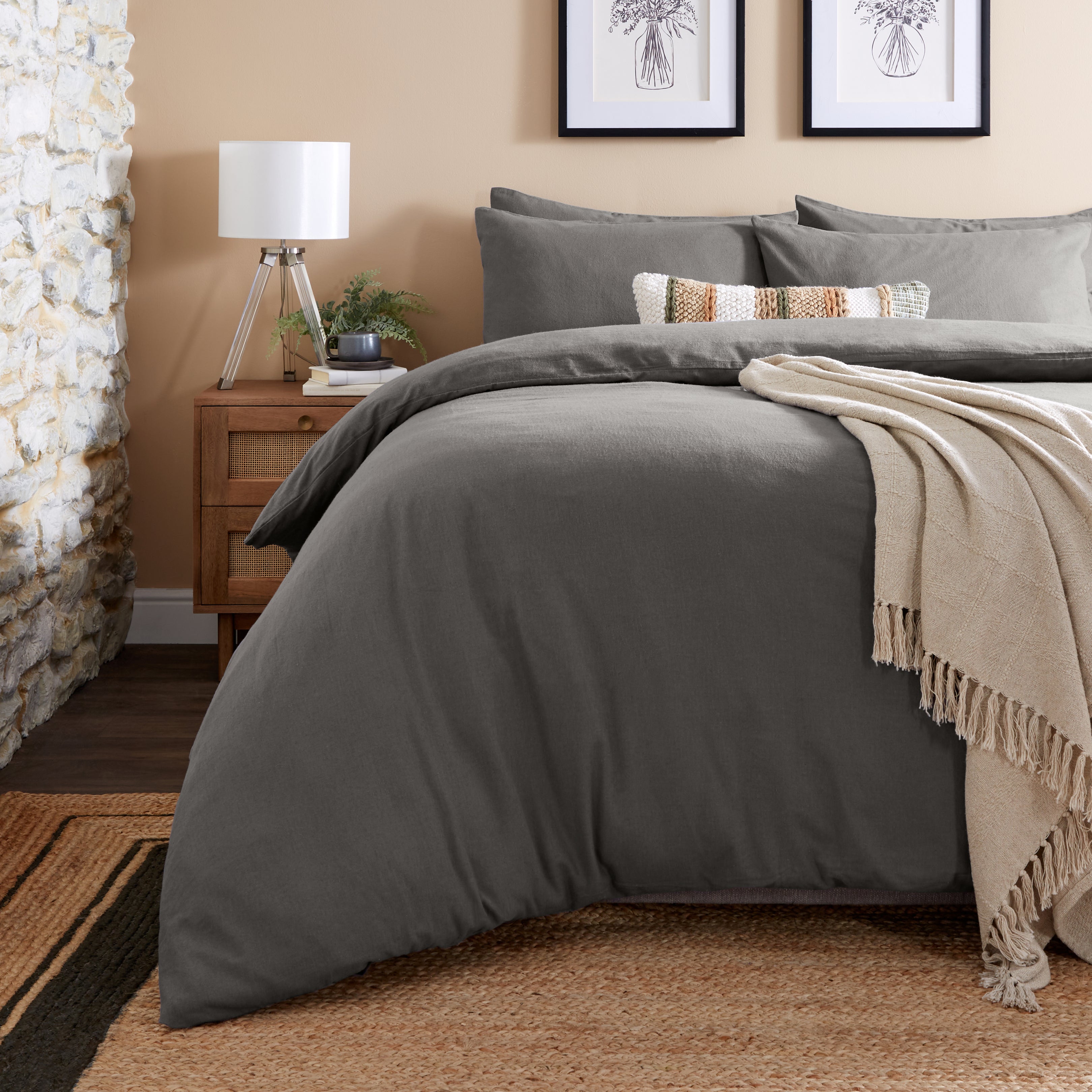 Simply Brushed Cotton Steeple Grey Duvet Cover Pillowcase Set Steeple Grey