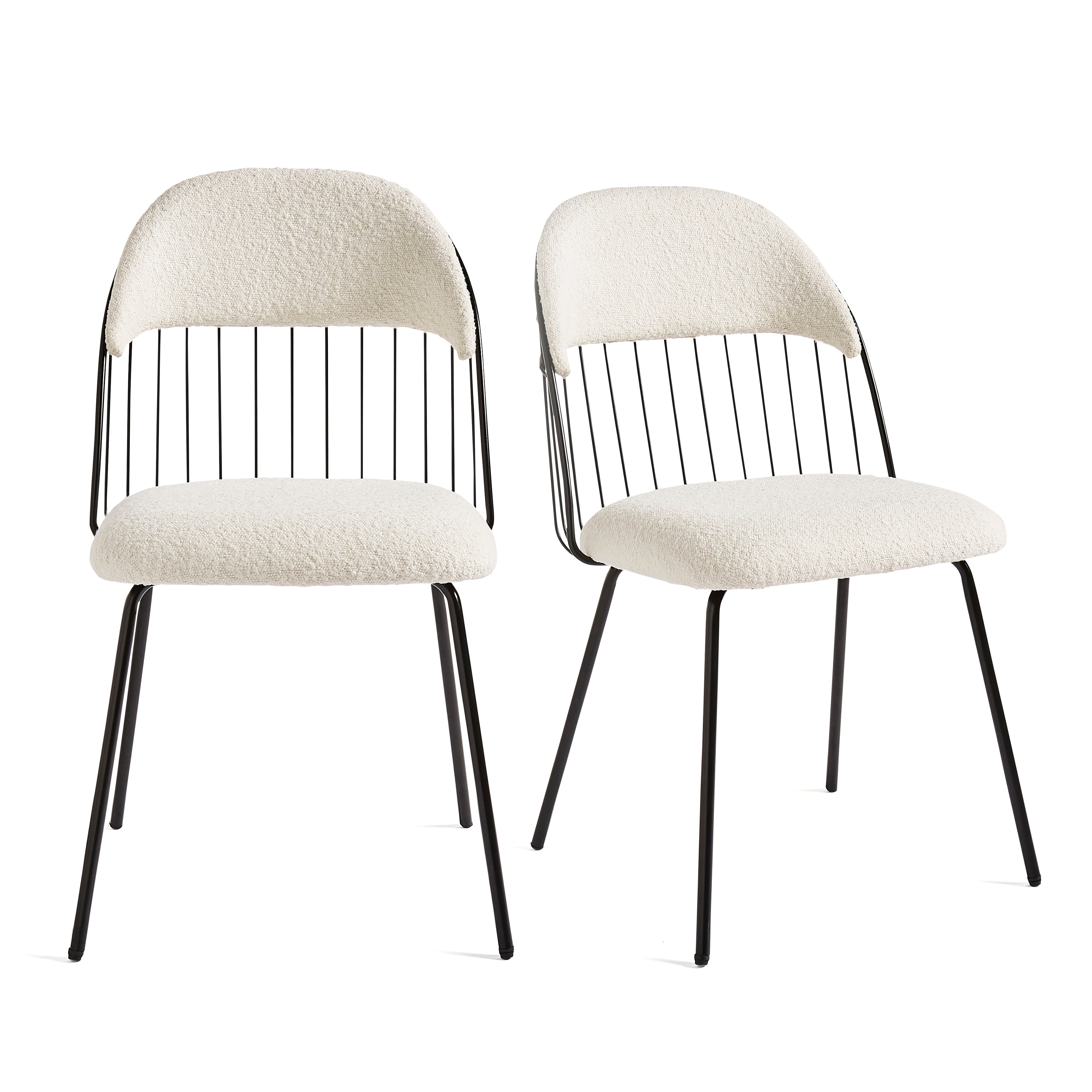 Marcela Set of 2 Chairs, Ivory Boucle | Dunelm