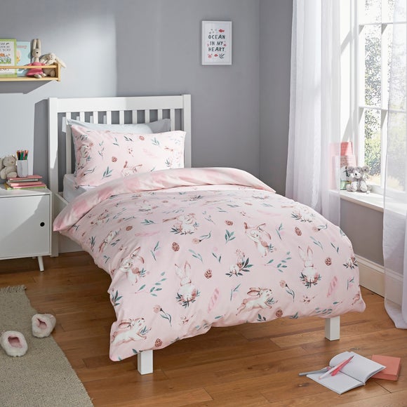 Pink Bunnies Brushed Cotton Duvet Cover Pillowcase Set Dunelm