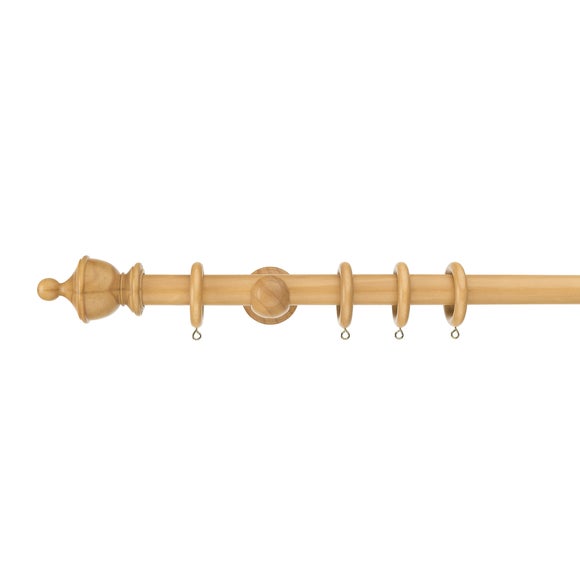 Sherwood Urn Finial Fixed Wooden Curtain Pole with Rings
