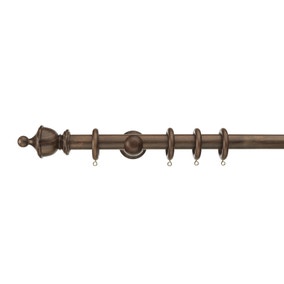 Sherwood Urn Finial Fixed Wooden Curtain Pole with Rings