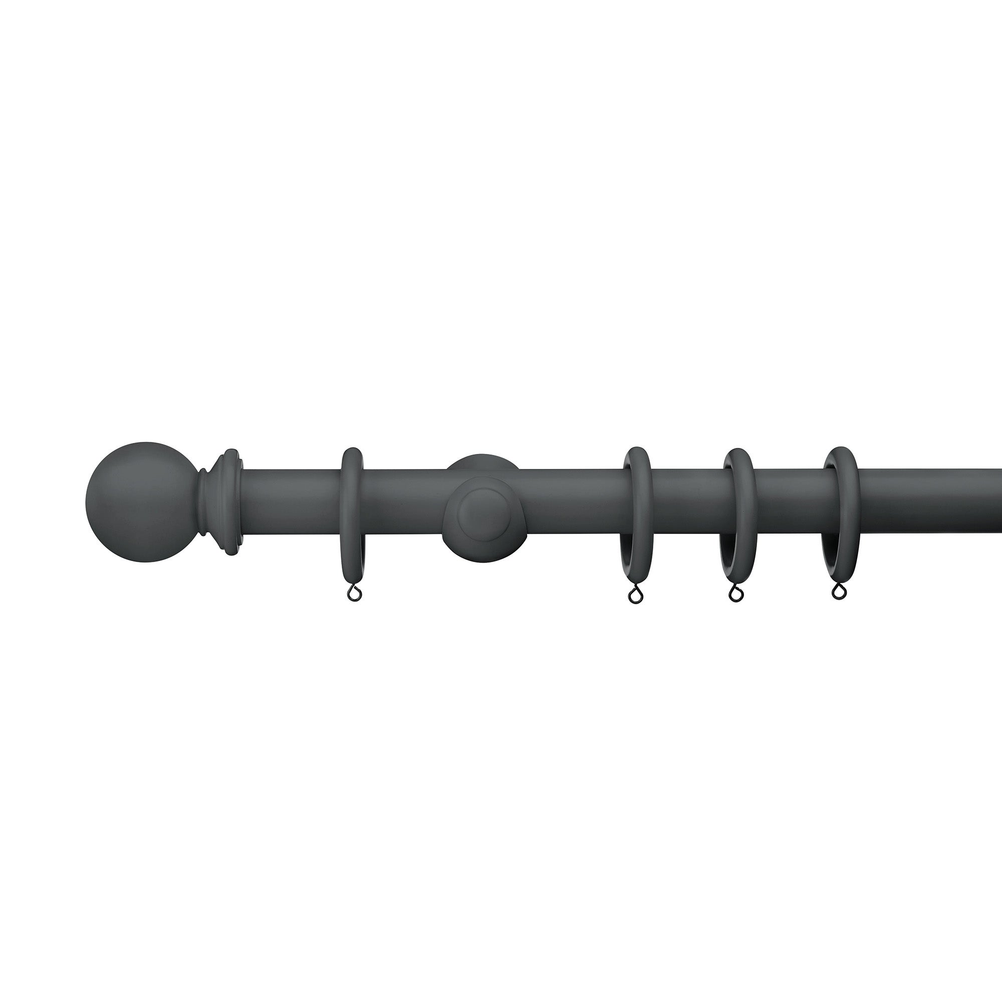 Sherwood Ball Finial Painted Wooden Curtain Pole Dark Grey