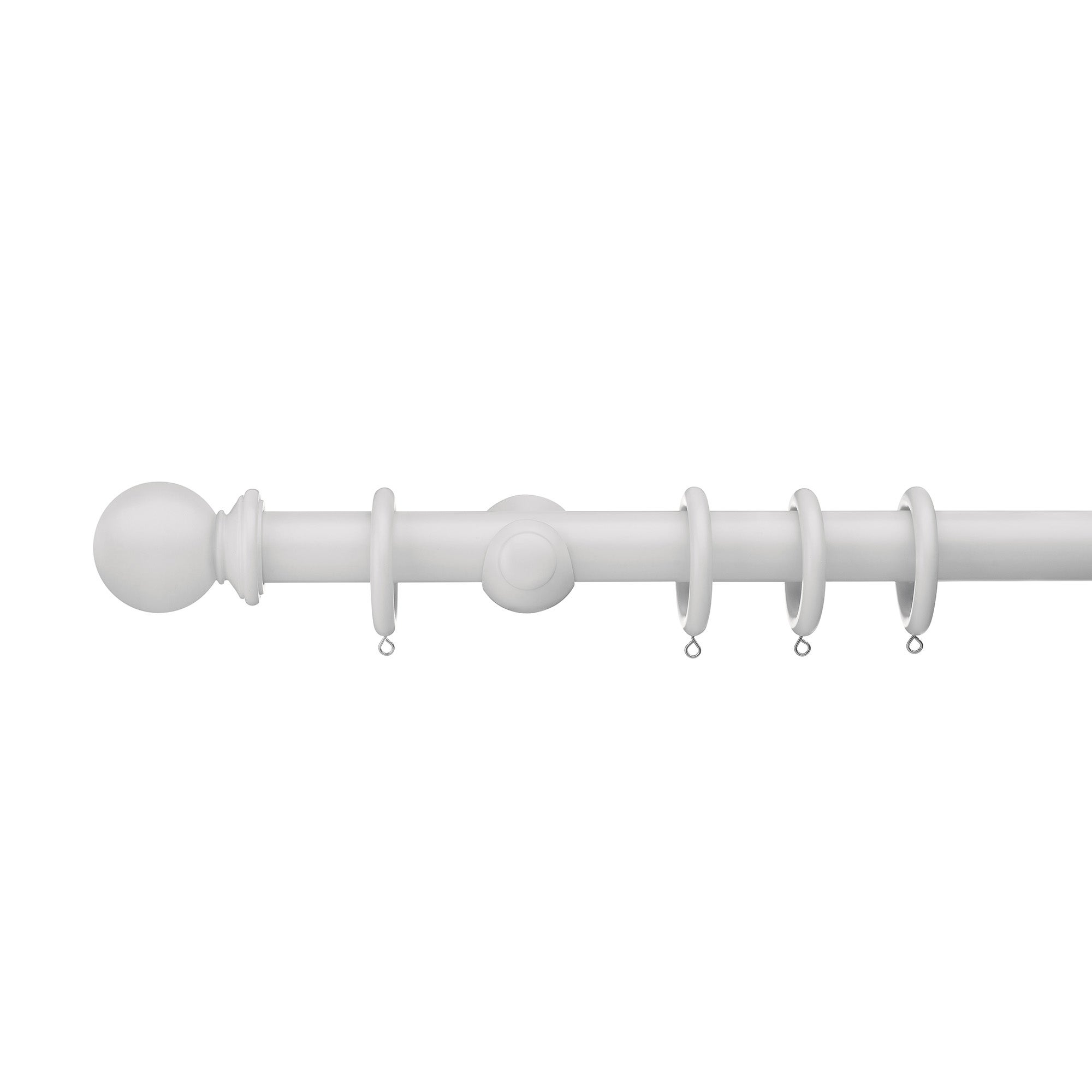 Sherwood Ball Finial Painted Wooden Curtain Pole White