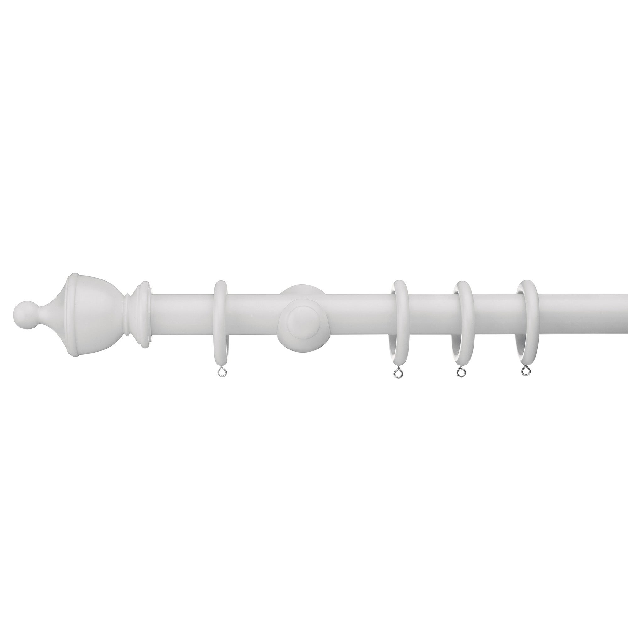 Sherwood Urn Finial Painted Wooden Curtain Pole White