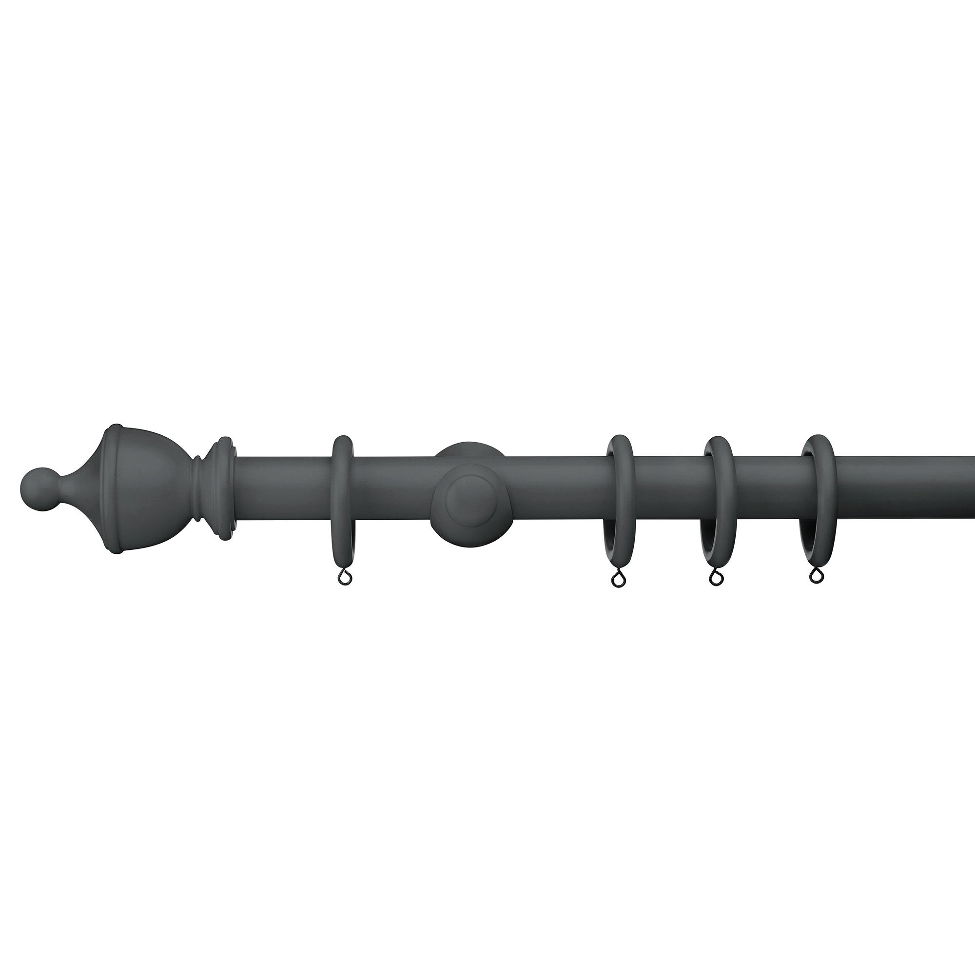 Sherwood Urn Finial Painted Wooden Curtain Pole Dark Grey