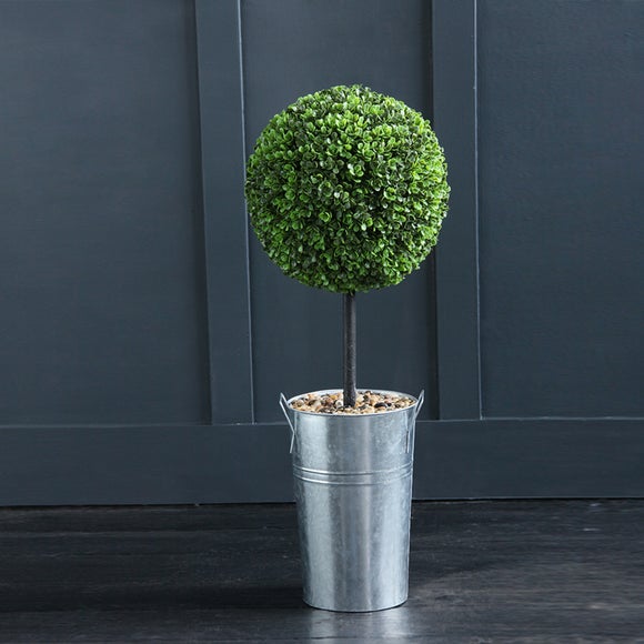 Artificial Ball Boxwood Topiary In Metal Plant Pot