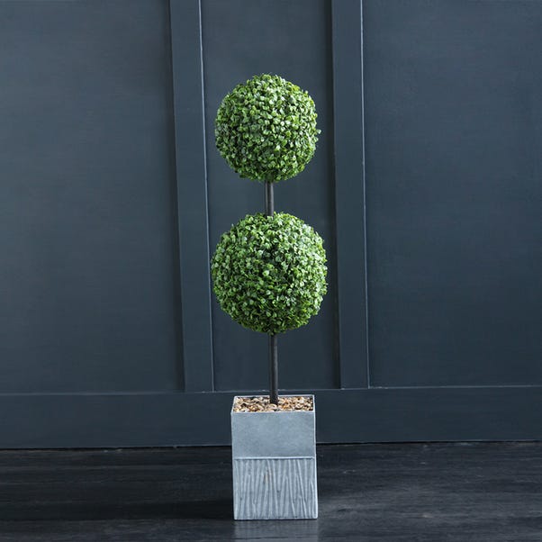 Artificial Two Ball Topiary in Metal Plant Pot image 1 of 1