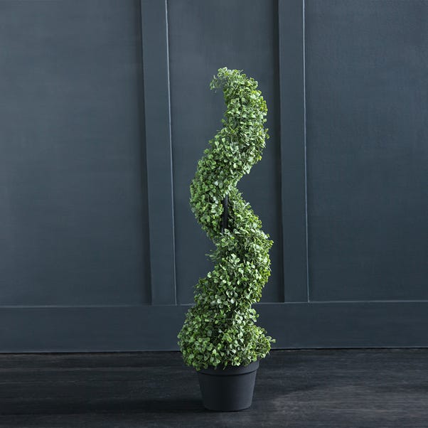 Artificial Boxwood Spiral Topiary in Black Plant Pot image 1 of 1