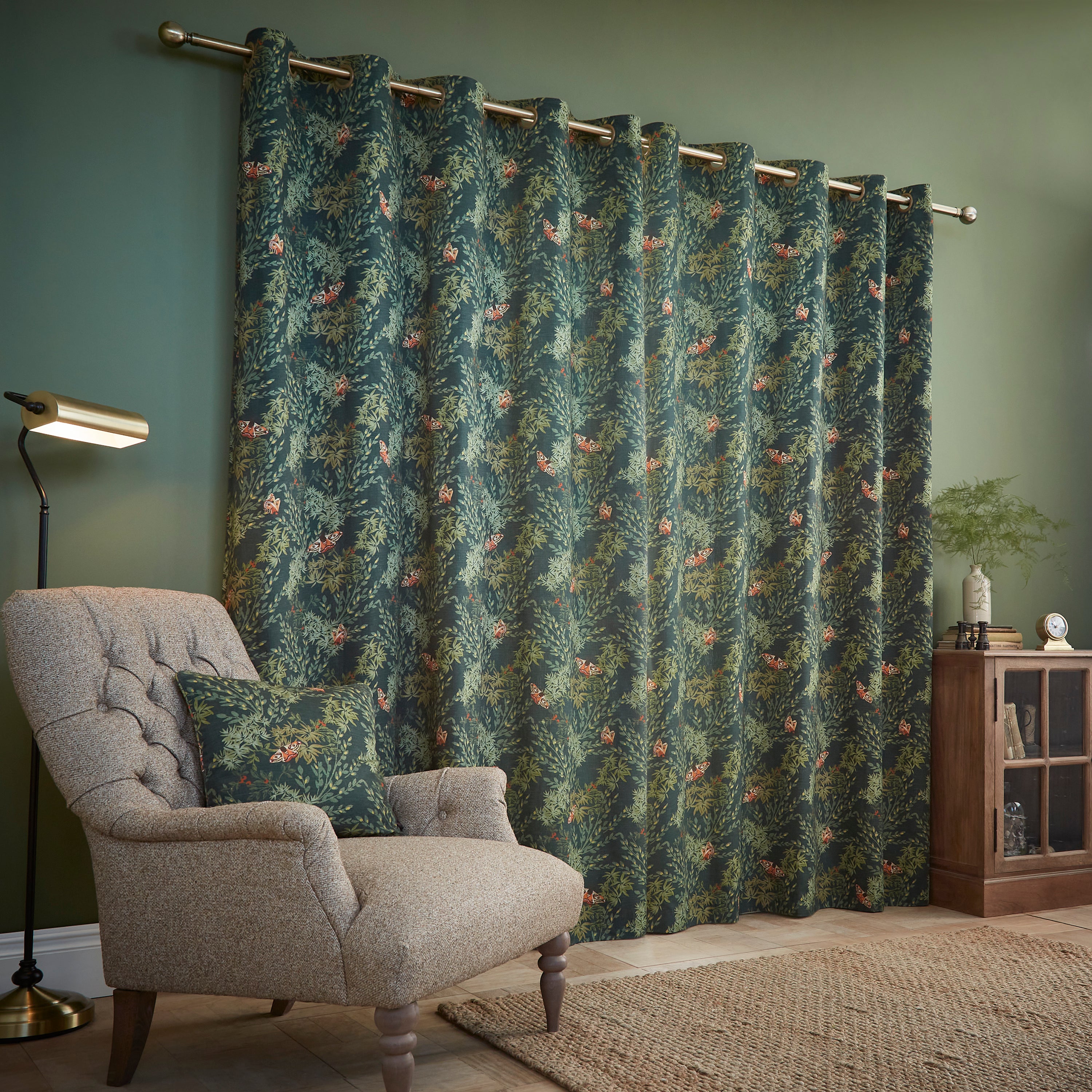 Moorland Green Eyelet Curtains | Dunelm