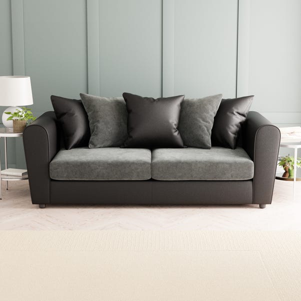 Blake Soft Faux Leather Combo 3 Seater Sofa image 1 of 9