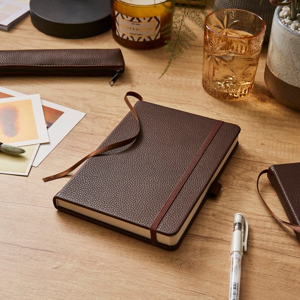 Waters & Noble Premium Faux Leather A5 Notebook Chocolate Brown image 1 of 6