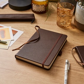 Waters & Noble Premium Faux Leather A5 Notebook Chocolate Brown