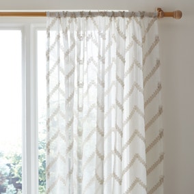 Tufted Chevron Natural Voile Panel