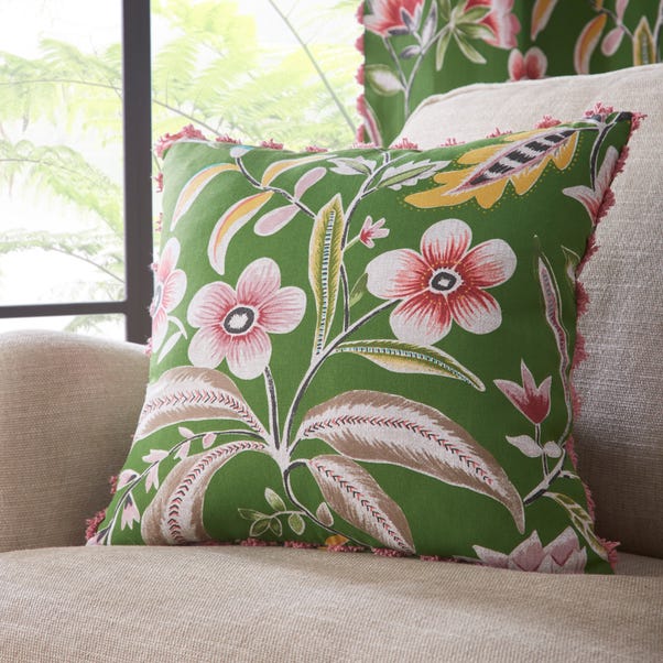 Joy Floral Cushion, Green image 1 of 1