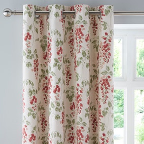 Wisteria Red Eyelet Curtains