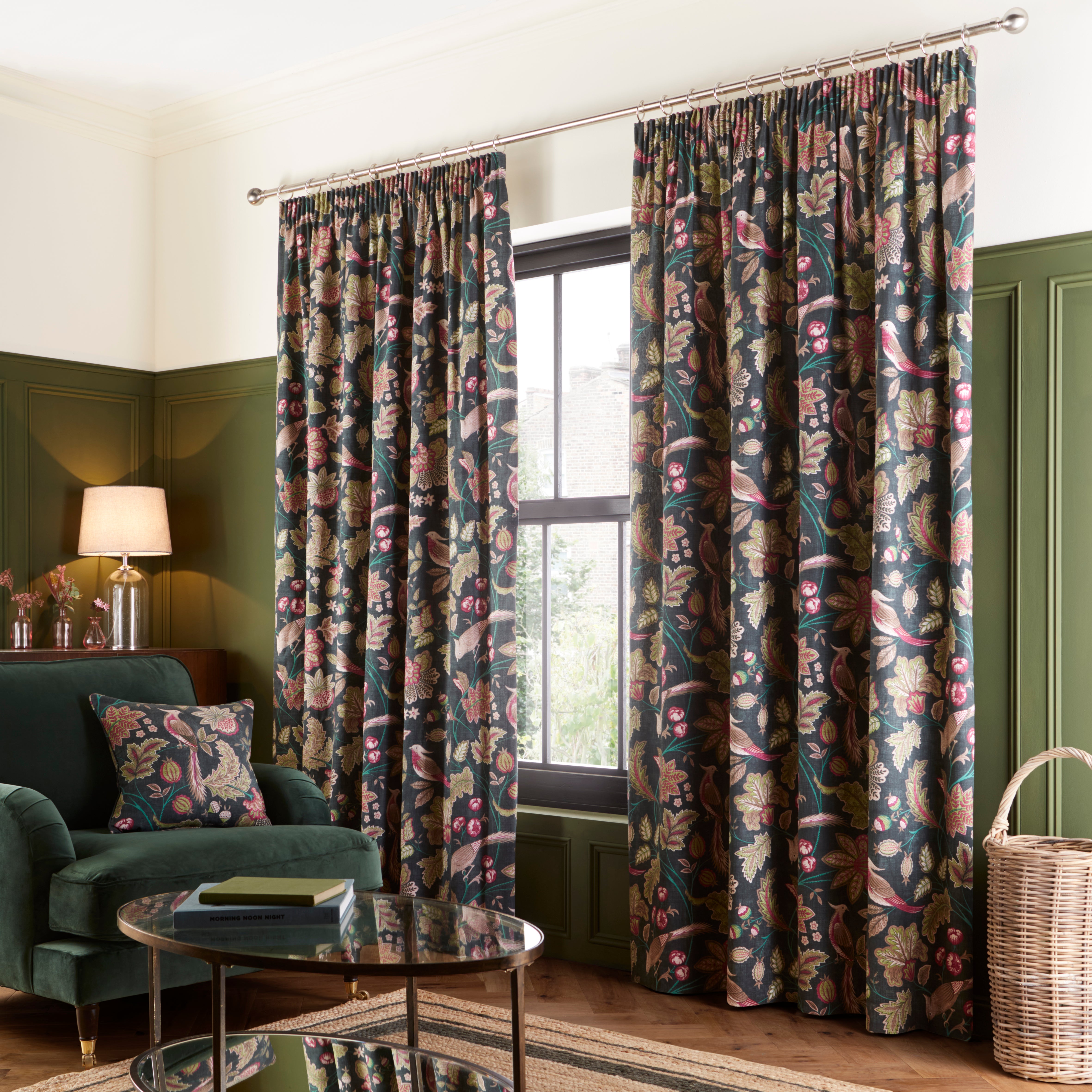 Newark Pencil Pleat Curtains Green | Dunelm