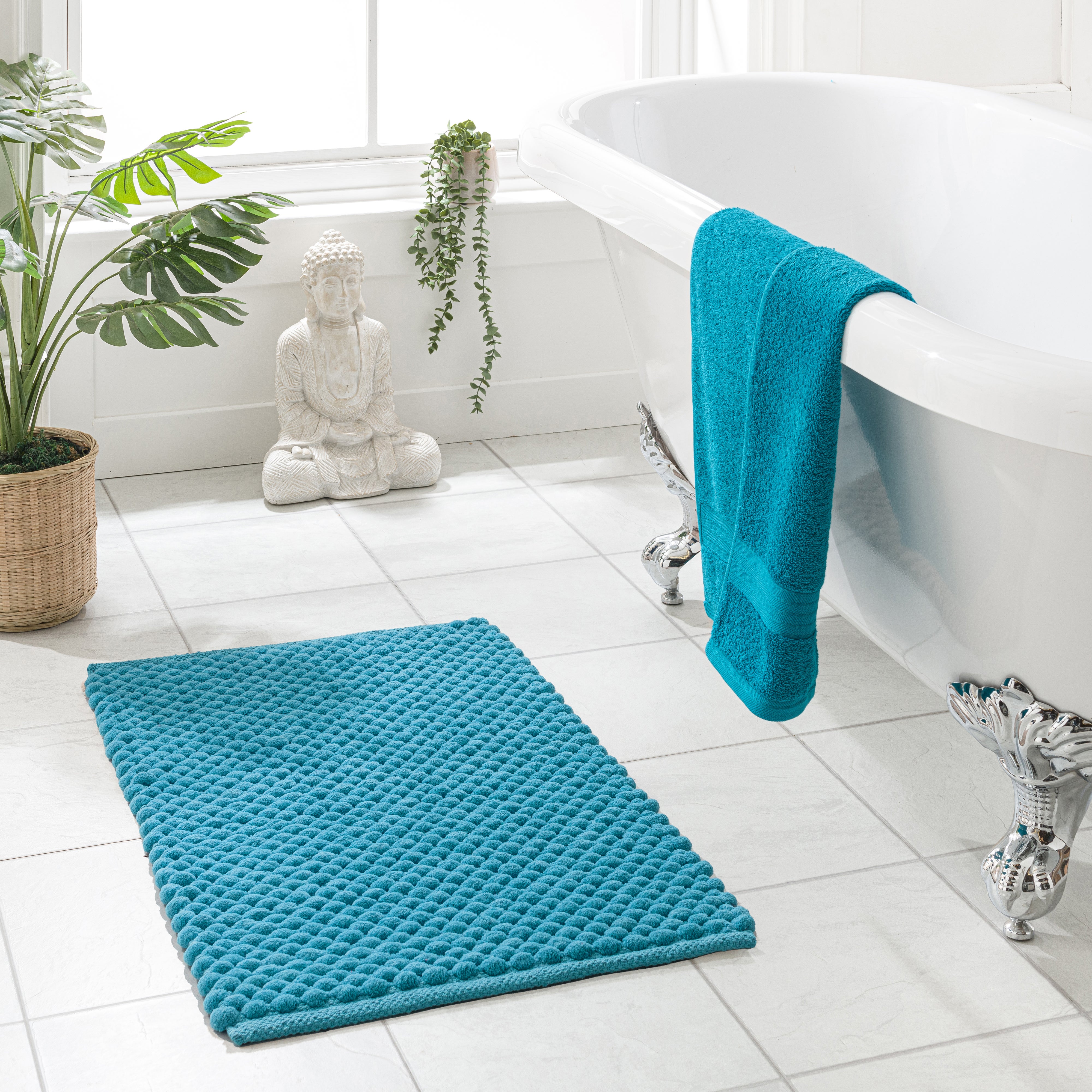 100 Recycled Pebble Bath Mat Blue