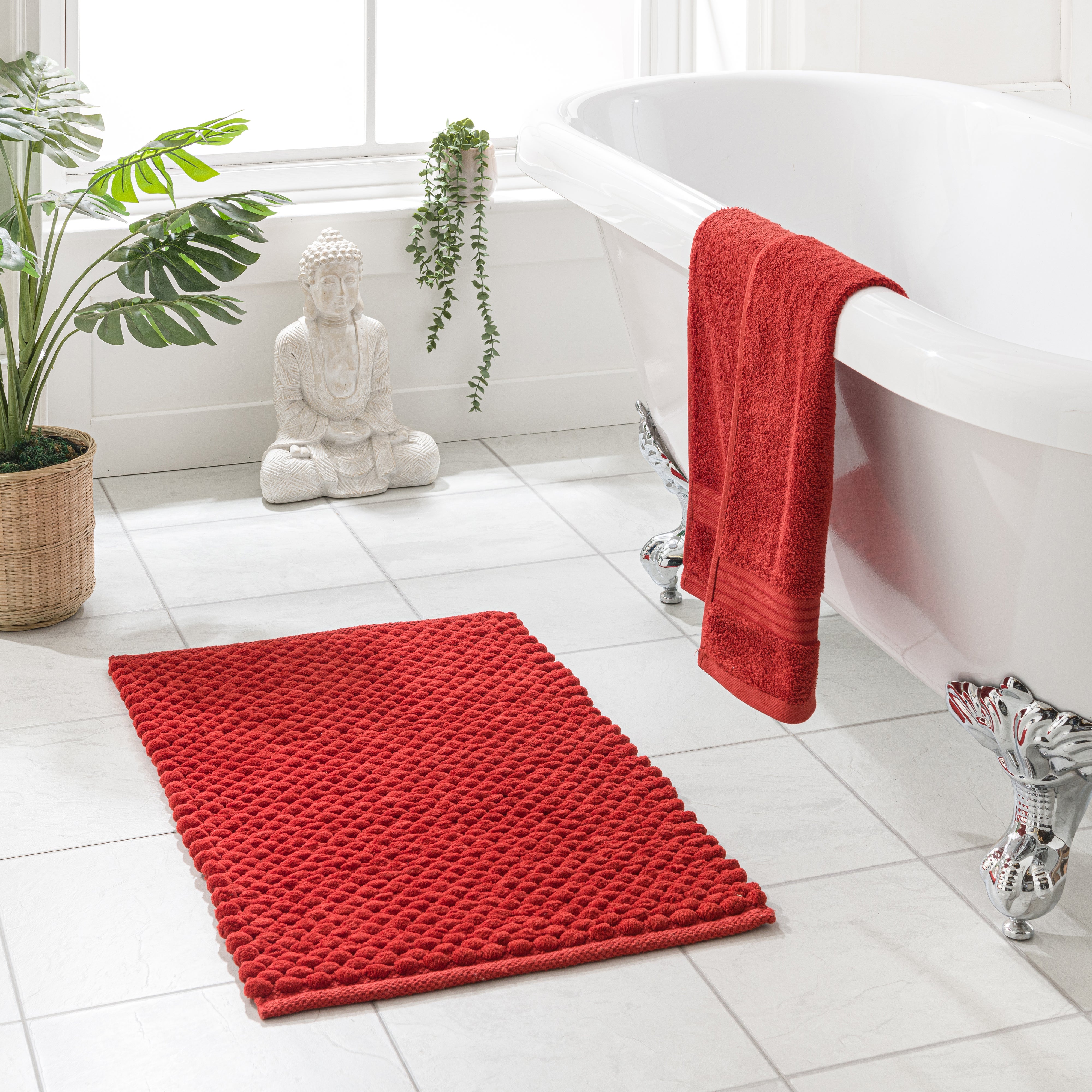 100 Recycled Pebble Bath Mat Red