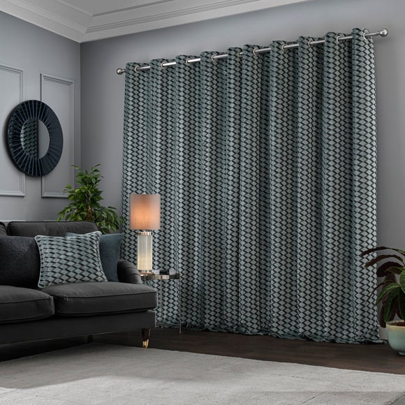 Arbour Teal Eyelet Curtains | Dunelm