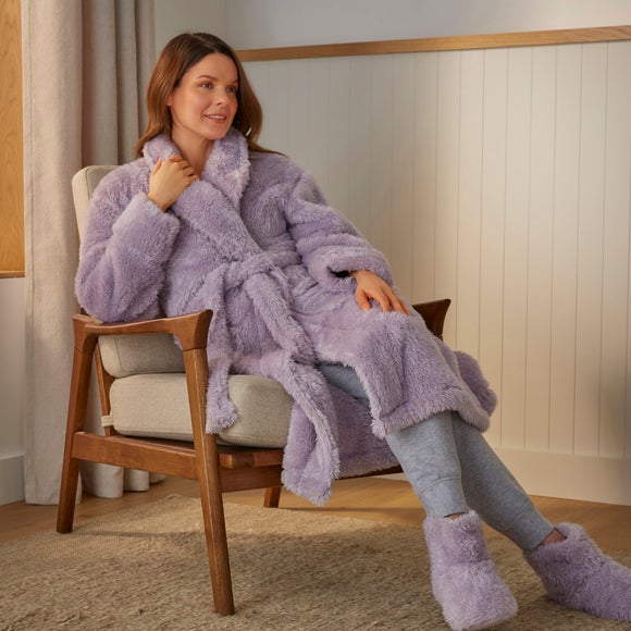 Ladies purple dressing gown best sale