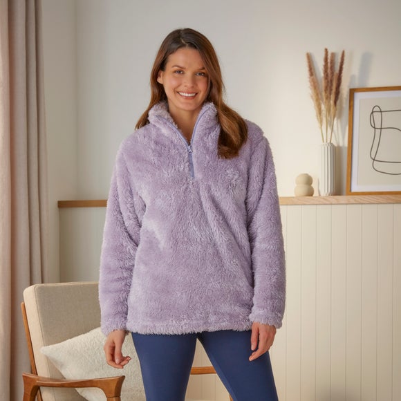 Half zip fuzzy outlet sweater