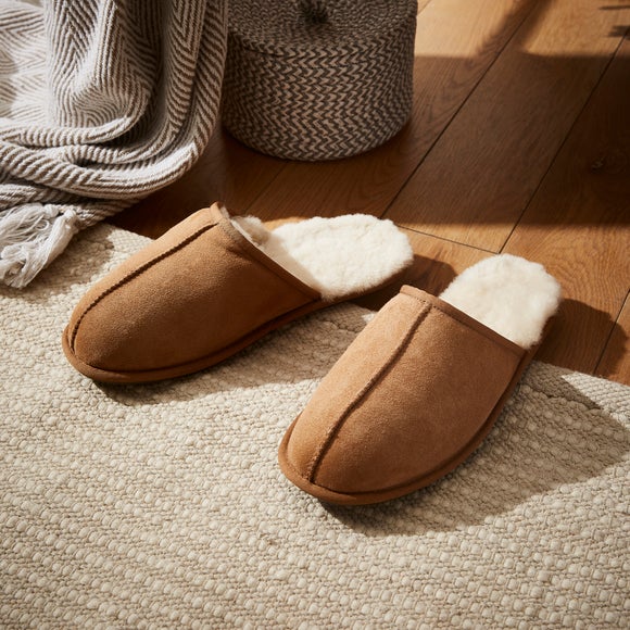 Mens shearling 2025 slippers on sale