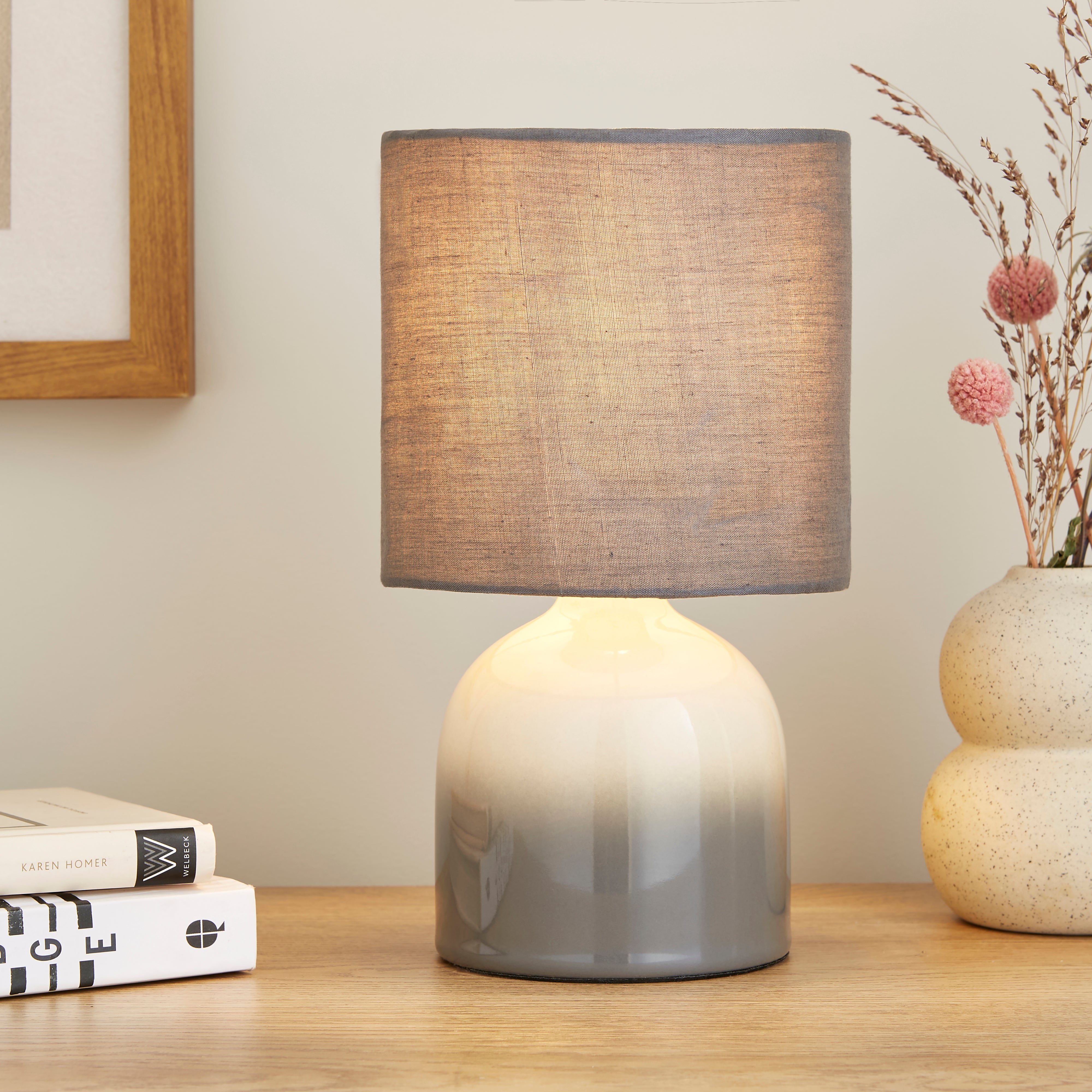 Opalle Reactive Glaze Table Lamp Grey