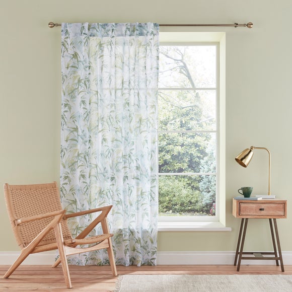 Photo 2 of Tropical Leaf Hidden Tab Top Single Voile Panel Photo 2 of Tropical Leaf Hidden Tab Top Single Voile Panel