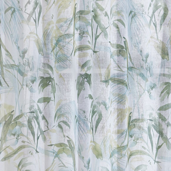 Photo 3 of Tropical Leaf Hidden Tab Top Single Voile Panel Photo 3 of Tropical Leaf Hidden Tab Top Single Voile Panel