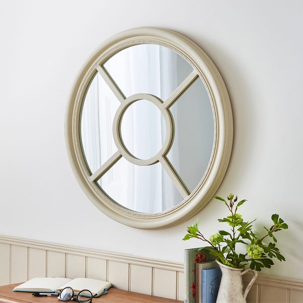 Sandstone Washed Window Round Wall Mirror image 1 of 3