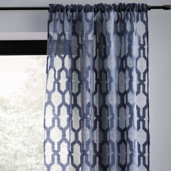 Blue voile best sale curtains