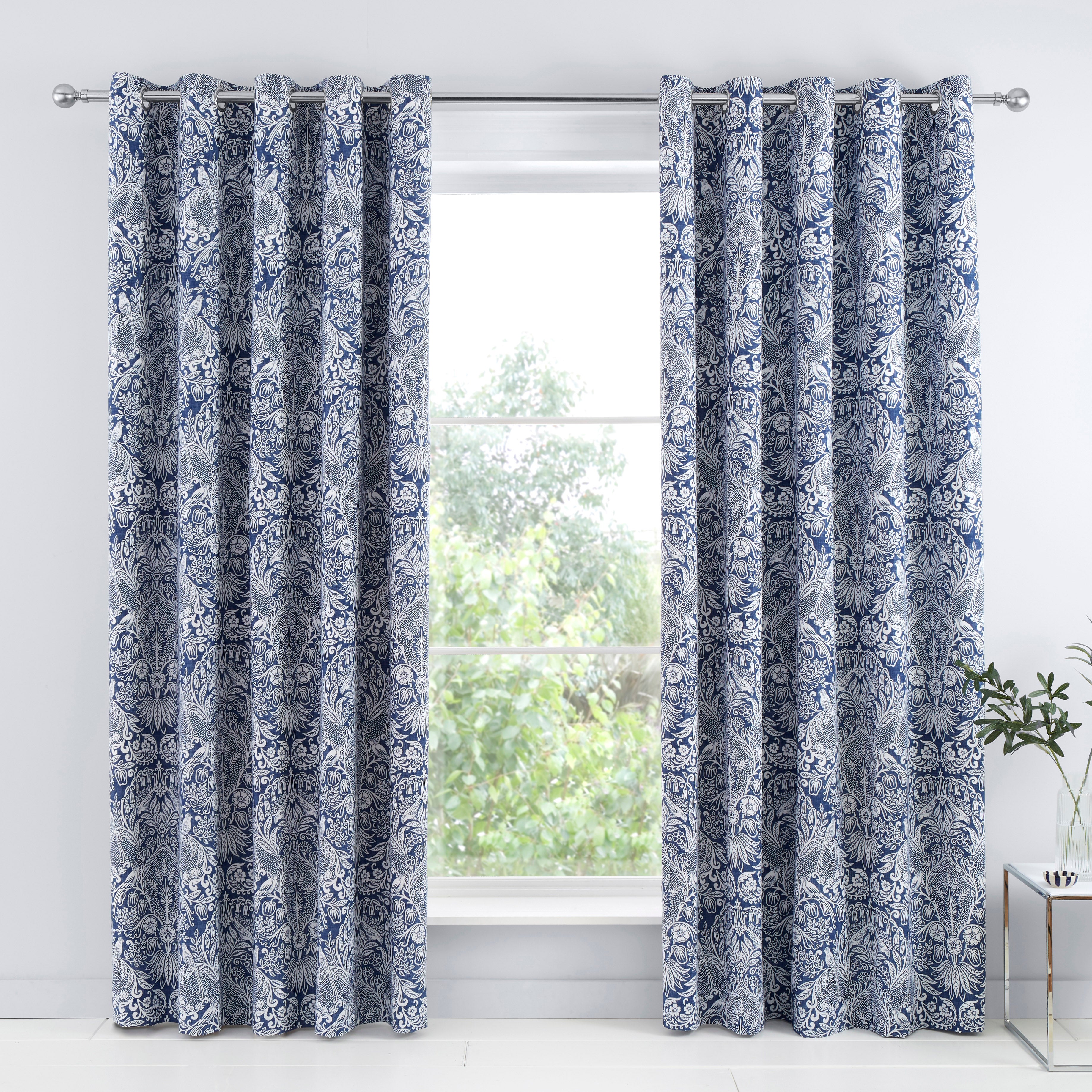 Emelie Navy Blackout Eyelet Curtains | Dunelm