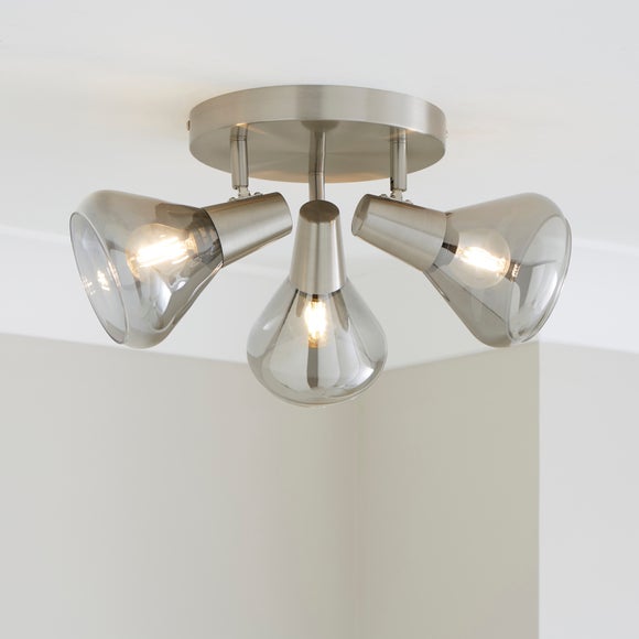 Click to view product details and reviews for Elements Wolston Glass 3 Light Semi Flush Spotlight.