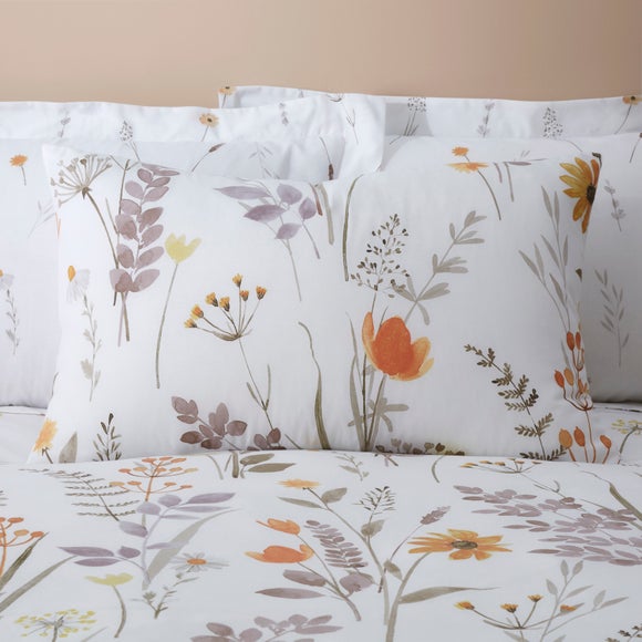 Autumn Meadows Orange Duvet Cover & Pillowcase Set | Dunelm