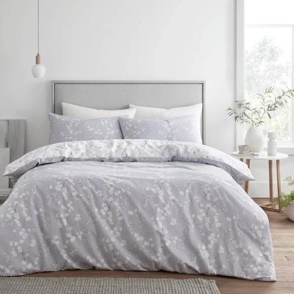 Cassia Grey Duvet Cover Pillowcase Set