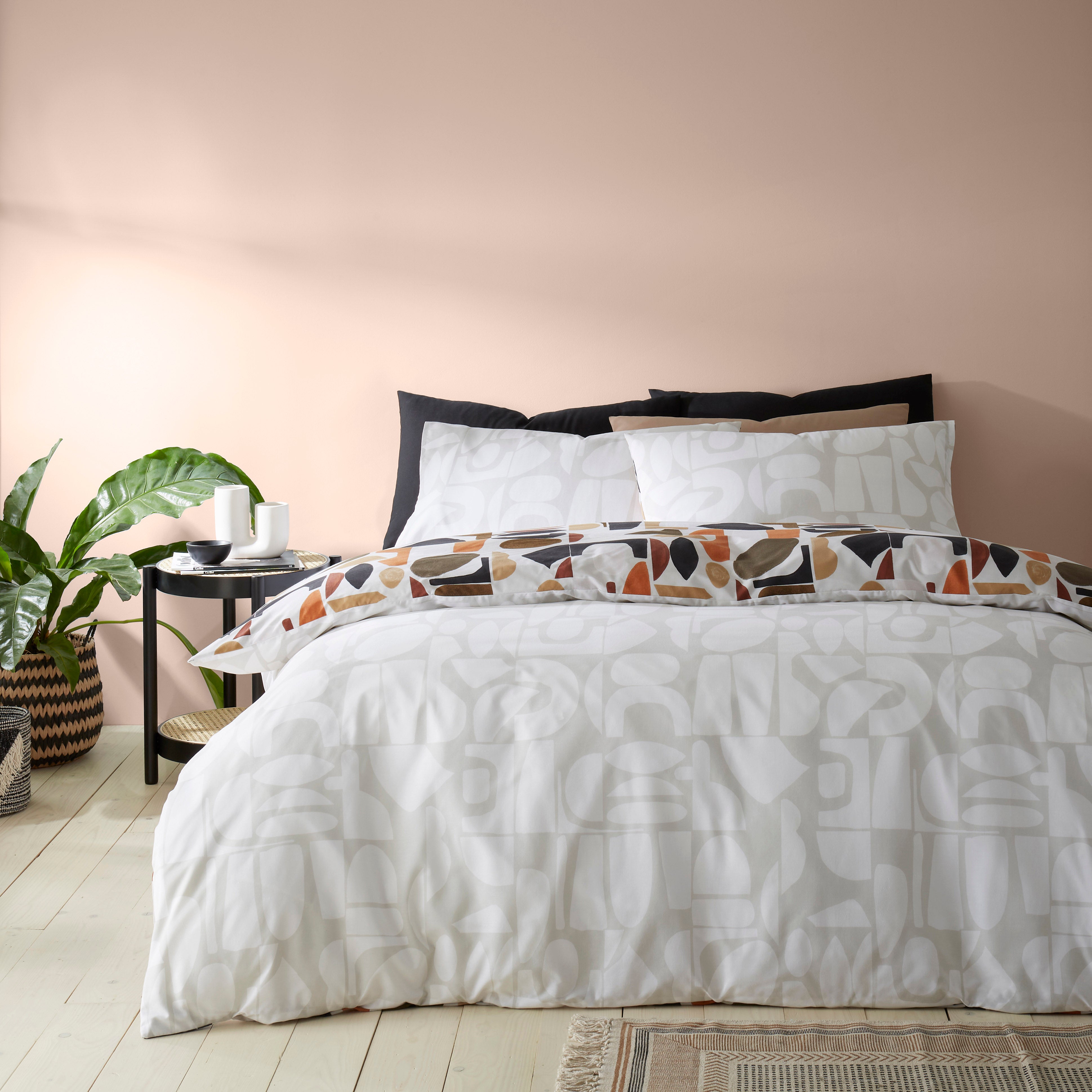 Casa Geometric Natural Duvet Cover & Pillowcase Set | Dunelm