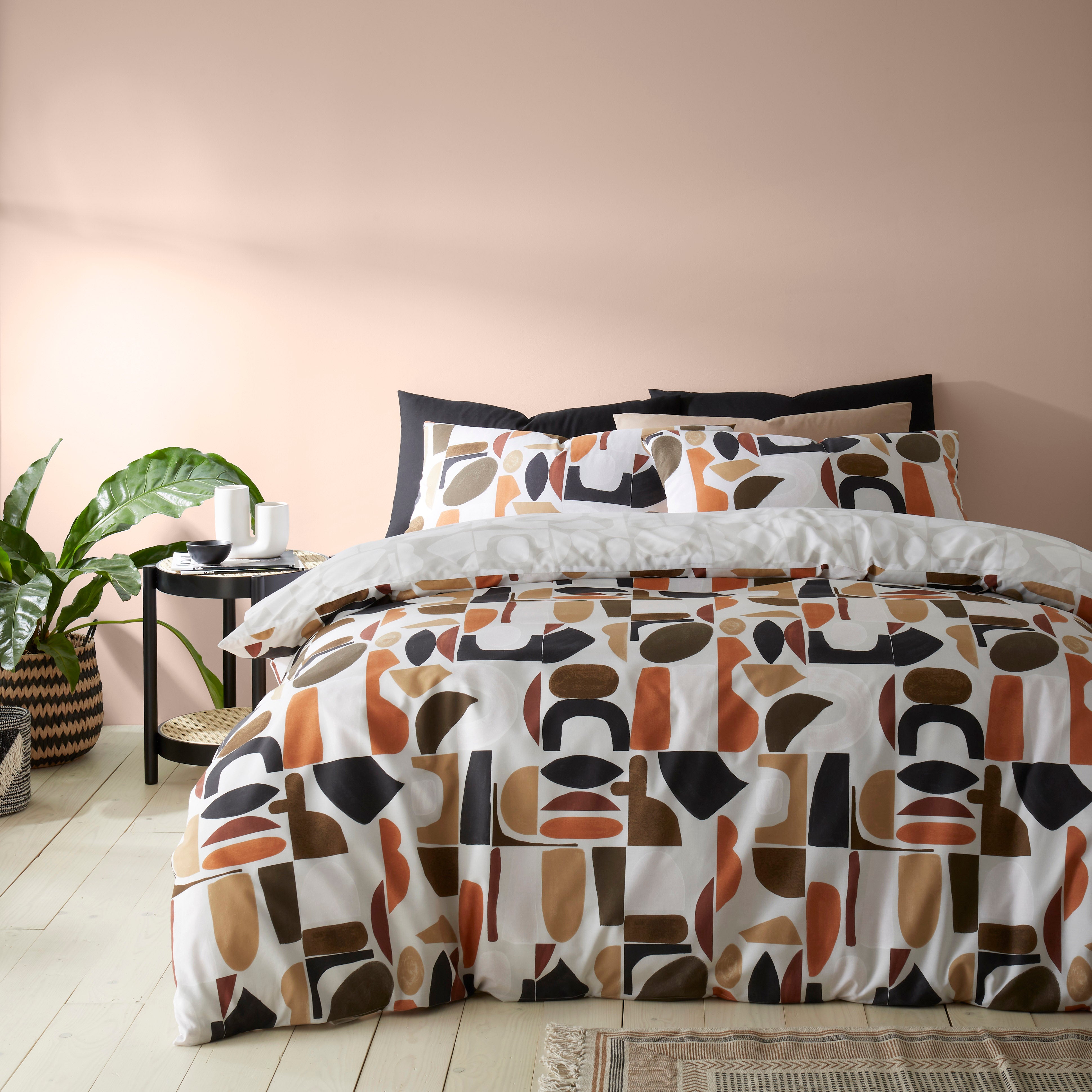 Casa Geometric Natural Duvet Cover Pillowcase Set Natural