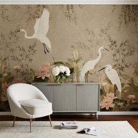 Cranberry and Laine Opulent Crane Natural Mural