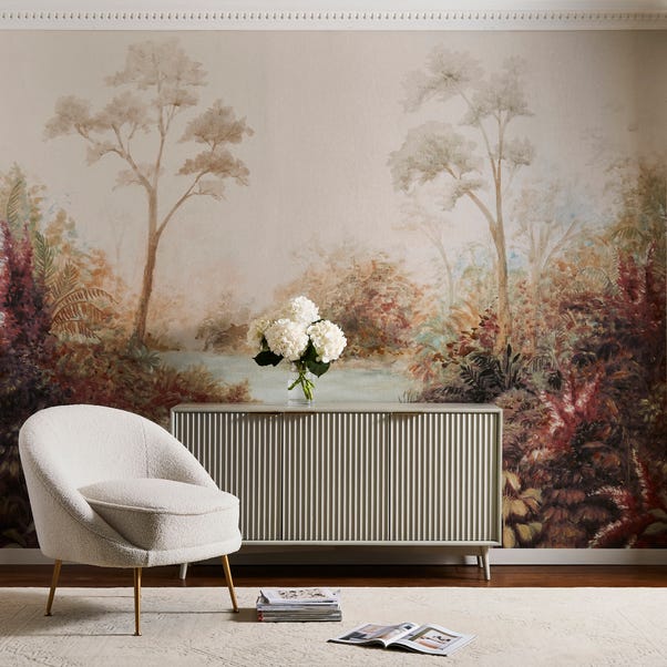 Cranberry and Laine Tranquil Floral Blush Mural image 1 of 4