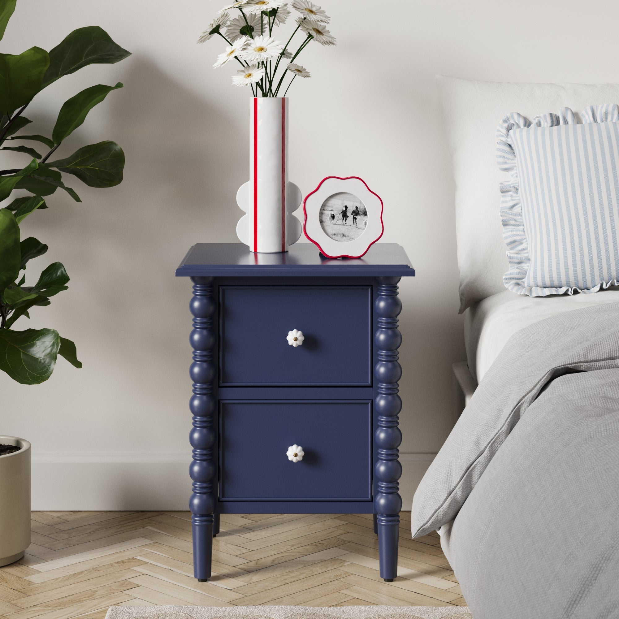 Pippin 2 Drawer Bedside Table Navy Navy