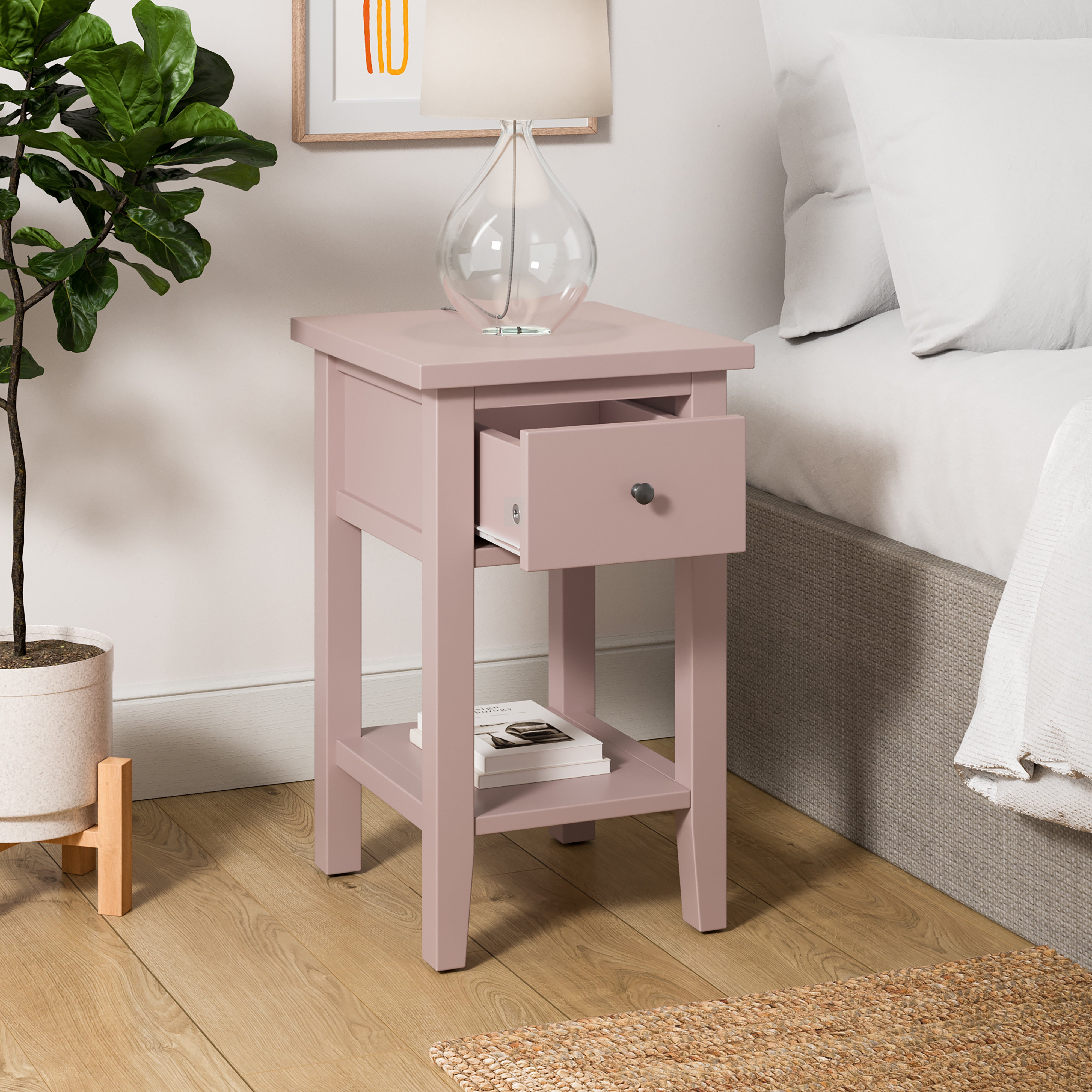 Lynton Compact Bedside Table Pink Pink