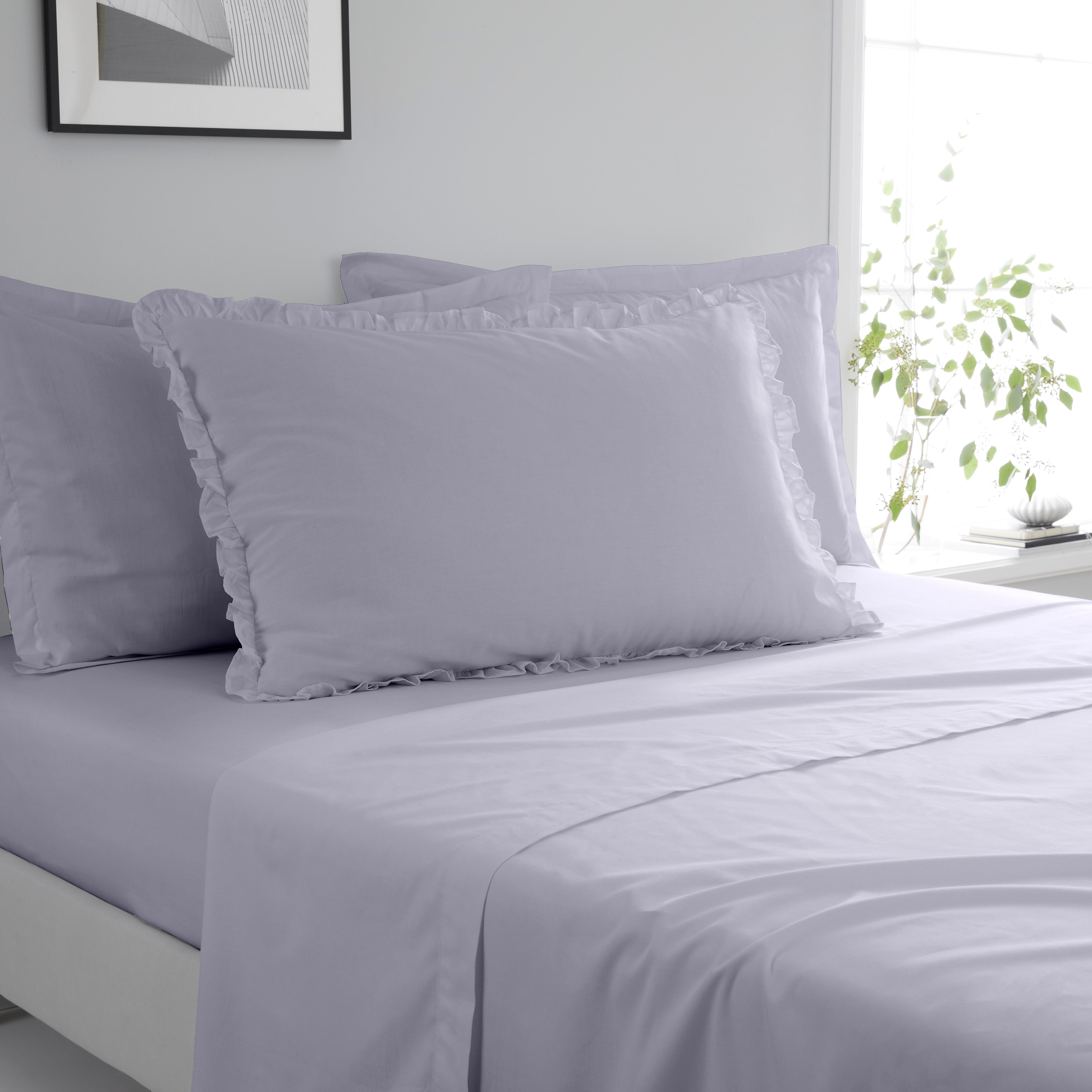 Pure Cotton Frilled Pillowcase Purple