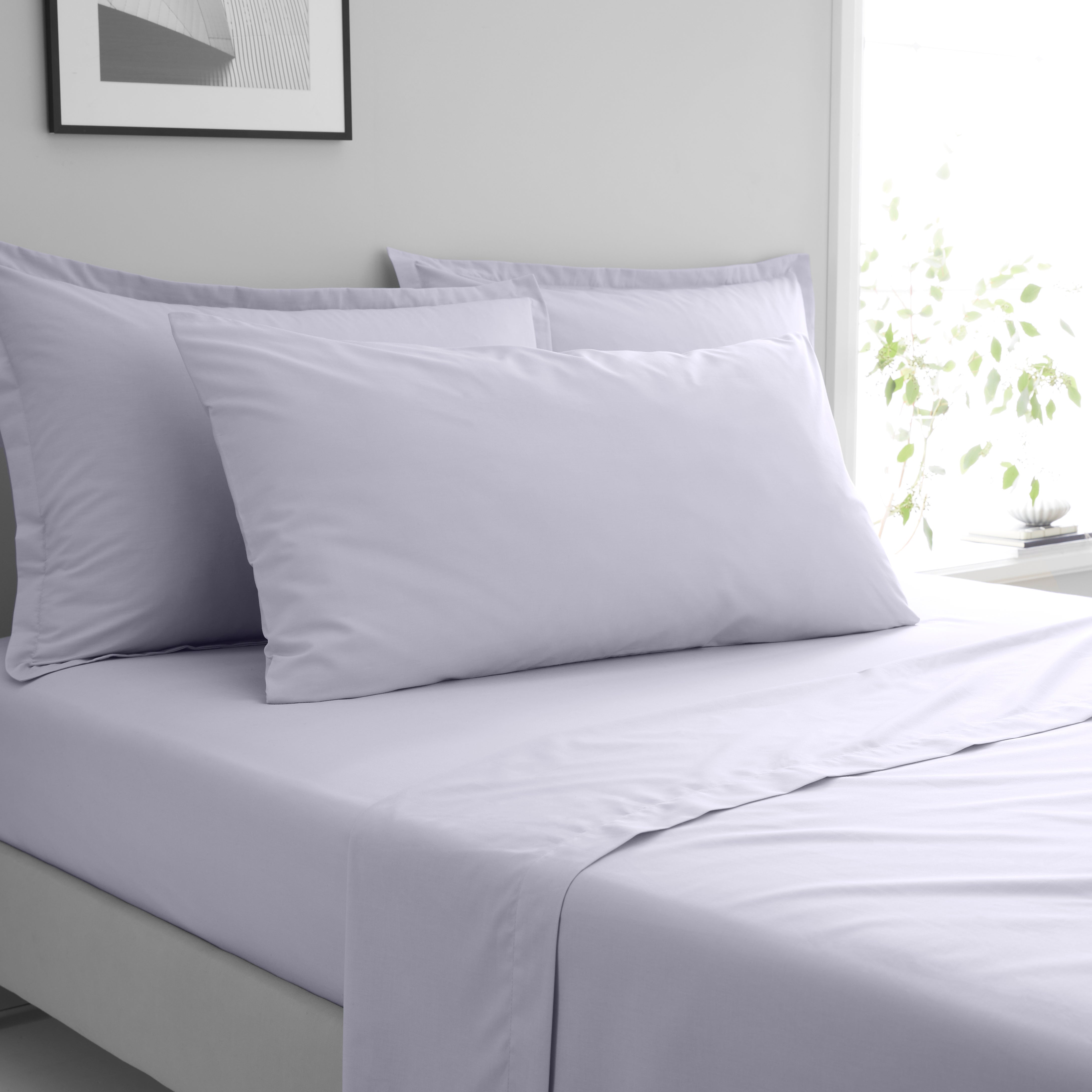 Pure Cotton Large Standard Pillowcase Pair Lavender
