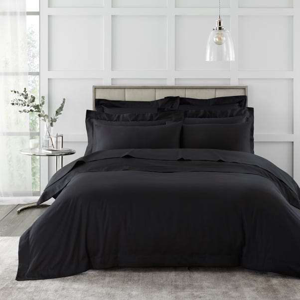 Hotel 230 Thread Count Cotton Sateen Duvet Cover Black image 1 of 2