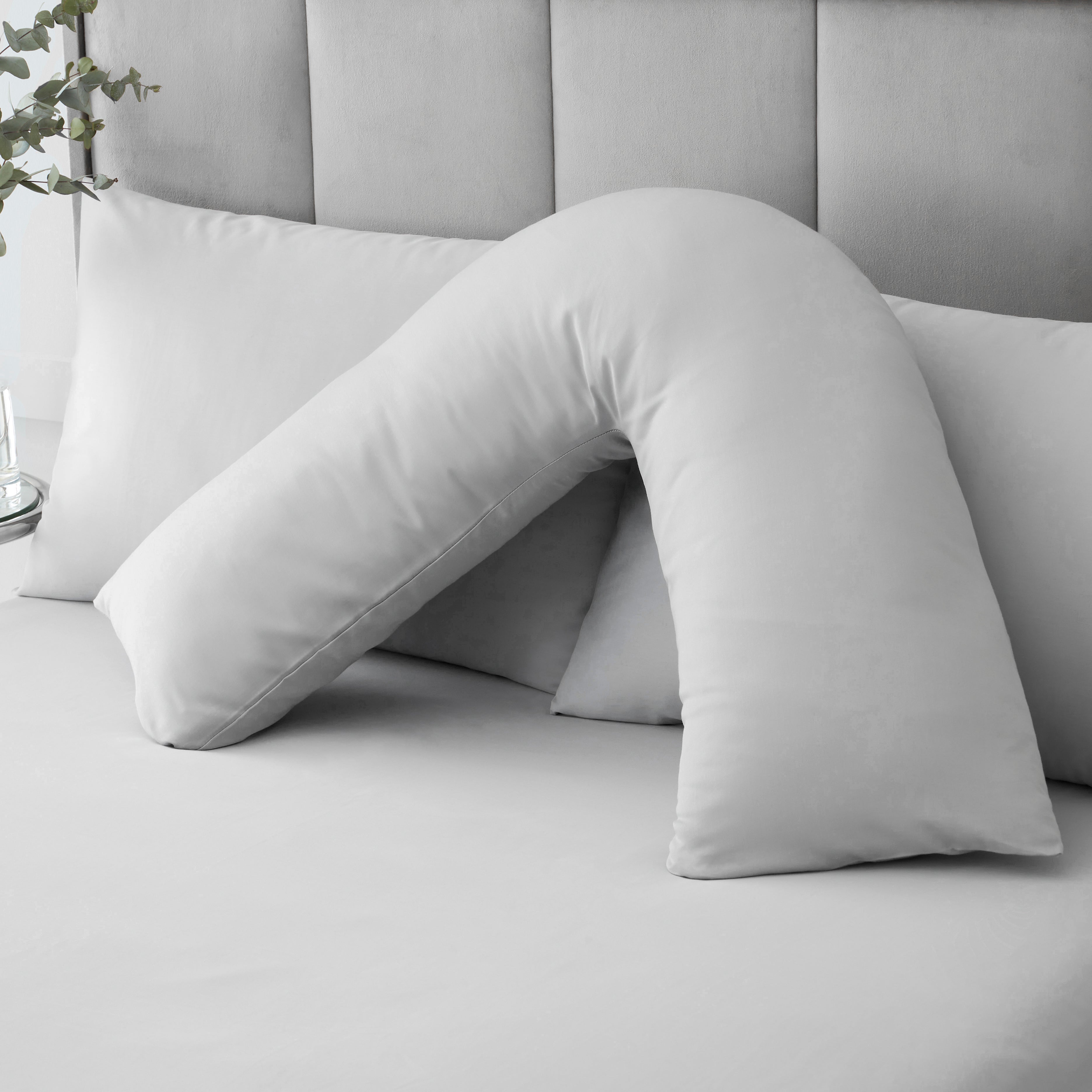 Hotel 230 Thread Count Cotton Sateen V Shape Pillowcase Grey