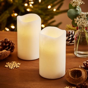 Set of 2 Winter Spice LED Pillar Candles